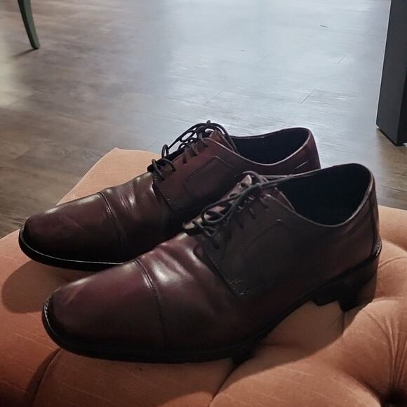 JOHNSTON & MURPHY MENS LEATHER BURGUNDY OXFORDS SIZE 11 MADE IN INDIA - Picture 1 of 15